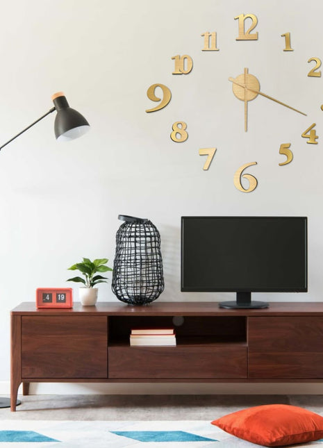 3D-wandklok modern XXL 100 cm goudkleurig