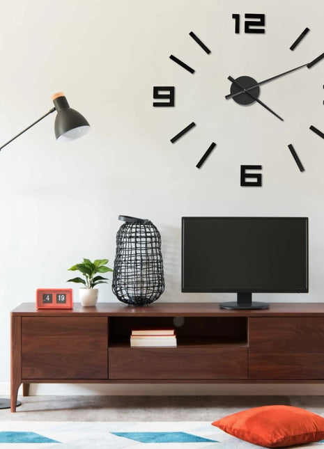 3D-wandklok modern XXL 100 cm zwart
