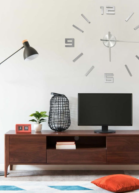 3D-wandklok modern XXL 100 cm zilverkleurig