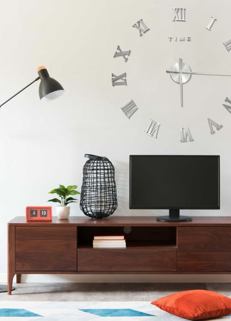3D-wandklok modern XXL 100 cm zilverkleurig