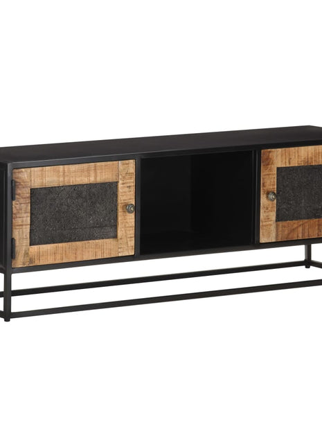 Tv-Meubel 110X30X40 Cm Massief Ruw Mangohout En Ijzer