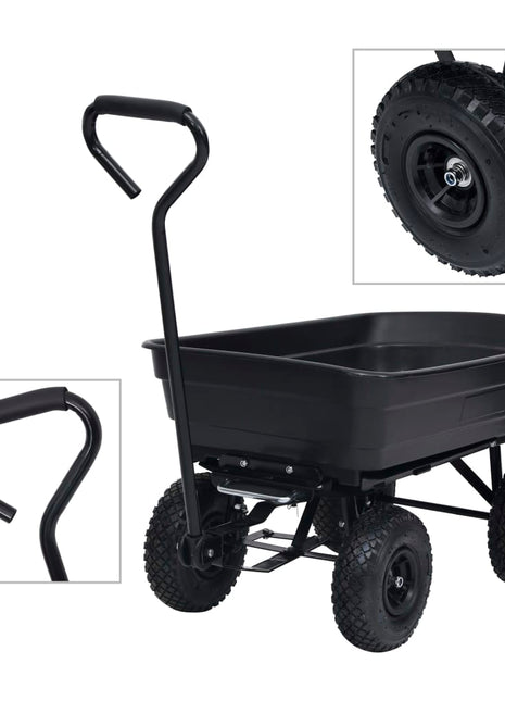 Tuinkiepwagen 300 kg 75 L zwart