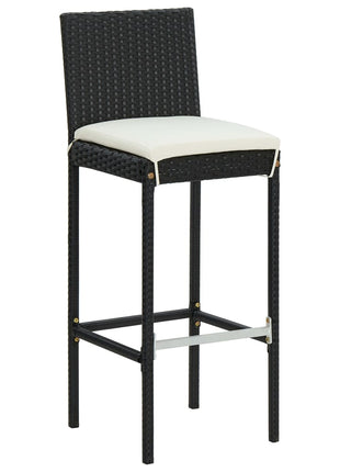 Tuinbarkrukken met kussens 2 st poly rattan zwart