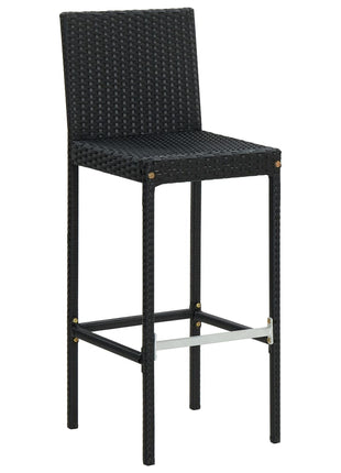 Tuinbarkrukken met kussens 2 st poly rattan zwart