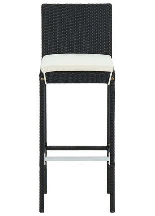 Tuinbarkrukken met kussens 2 st poly rattan zwart