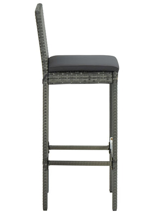 Tuinbarkrukken met kussens 2 st poly rattan grijs
