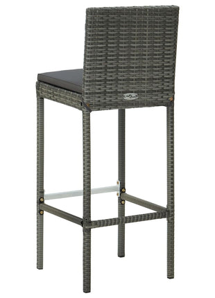 Tuinbarkrukken met kussens 2 st poly rattan grijs