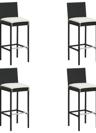 Tuinbarkrukken met kussens 4 st poly rattan zwart