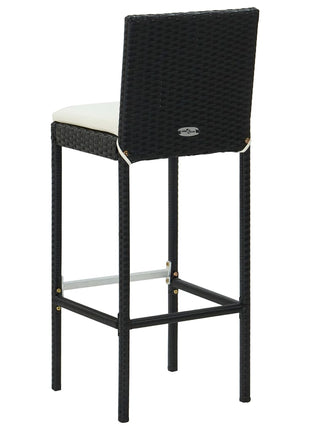 Tuinbarkrukken met kussens 4 st poly rattan zwart