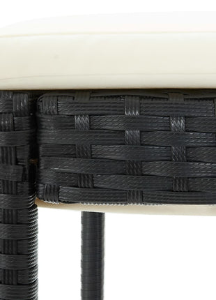 Tuinbarkrukken met kussens 4 st poly rattan zwart