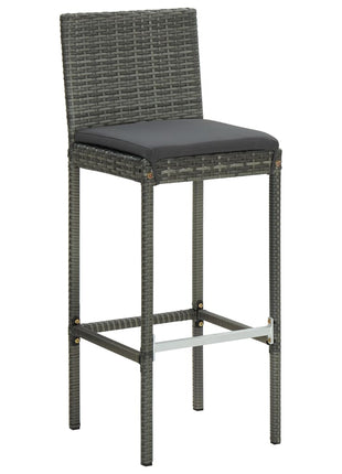 Tuinbarkrukken met kussens 4 st poly rattan grijs