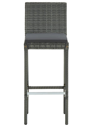 Tuinbarkrukken met kussens 4 st poly rattan grijs
