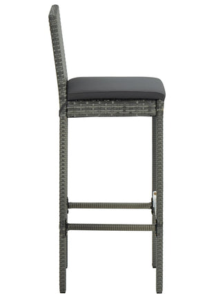 Tuinbarkrukken met kussens 4 st poly rattan grijs
