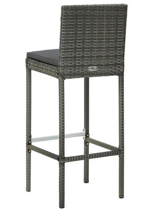 Tuinbarkrukken met kussens 4 st poly rattan grijs