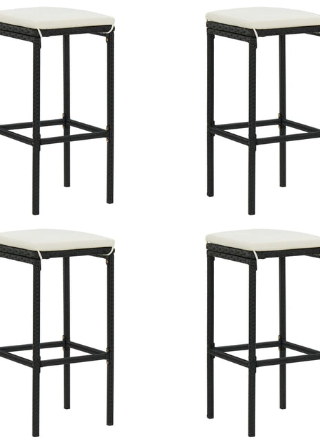 Barkrukken Met Kussens Poly Rattan