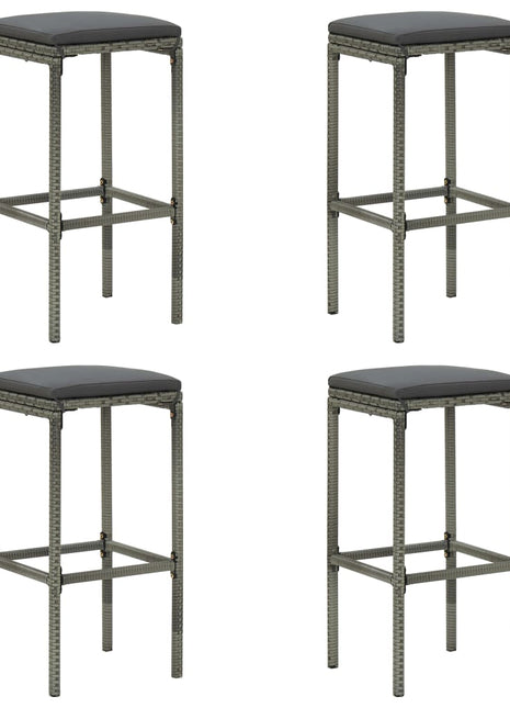Barkrukken Met Kussens Poly Rattan