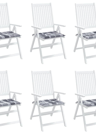 Tuinstoelkussens 6 st 50x50x3 cm oxford stof ruitpatroon grijs