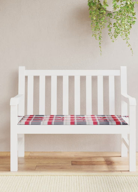 Tuinbankkussen 100x50x3 cm oxford stof ruitpatroon rood