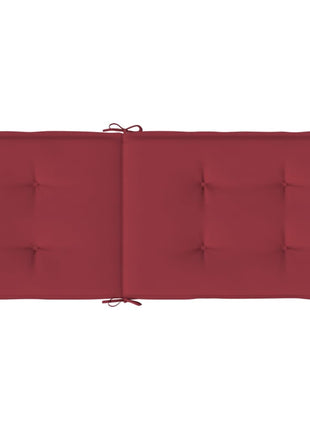 Tuinstoelkussens 2 st hoge rug 120x50x3 cm stof wijnrood