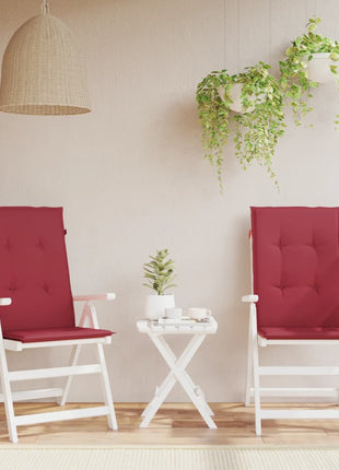 Tuinstoelkussens 2 st hoge rug 120x50x3 cm stof wijnrood