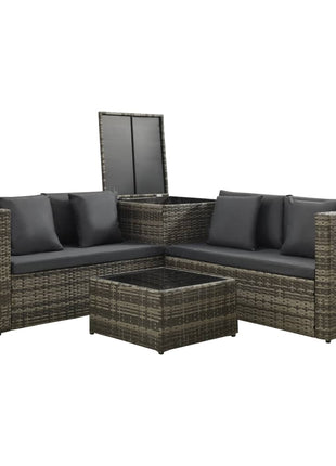 Loungeset Met Kussens Poly Rattan