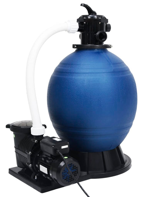 Zandfilter met 7 instellingen en 1000 W pomp blauw en zwart