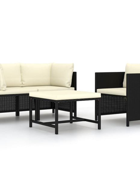 4-Delige Loungeset Met Kussens Poly Rattan