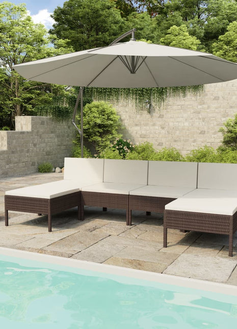 6-Delige Loungeset Met Kussens Poly Rattan