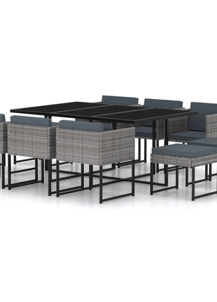 9-Delige Tuinset Met Kussens Poly Rattan
