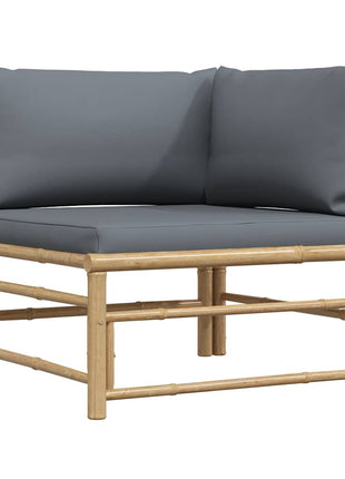 2-Delige Loungeset Met Donkergrijze Kussens Bamboe