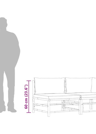 2-Delige Loungeset Met Donkergrijze Kussens Bamboe