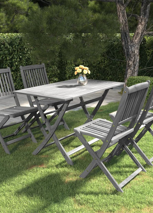 5-Delige Tuinset Massief Acaciahout Grijs