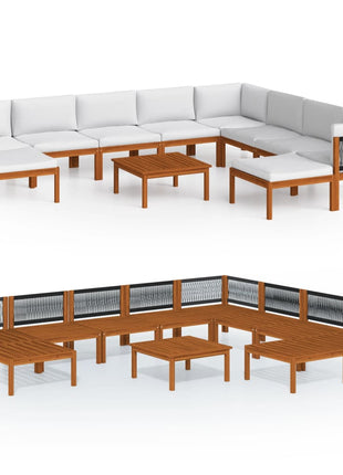 1 Tuinloungeset Met Kussens Crèmekleurig Acaciahout En Touw