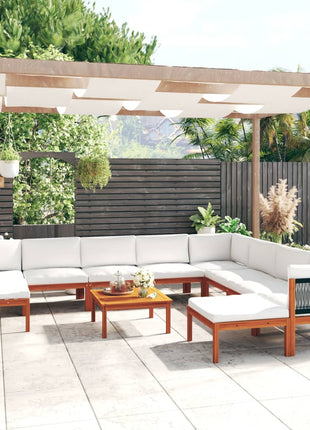 1 Tuinloungeset Met Kussens Crèmekleurig Acaciahout En Touw