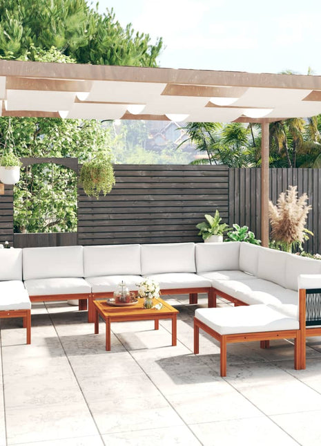 1 Tuinloungeset Met Kussens Crèmekleurig Acaciahout En Touw