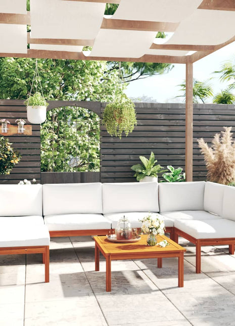 7-Delige Tuinloungeset Met Kussens Crèmekleurig Acaciahout En Touw