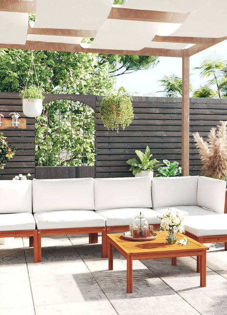 6-Delige Tuinloungeset Met Kussens Crèmekleurig Acaciahout En Touw