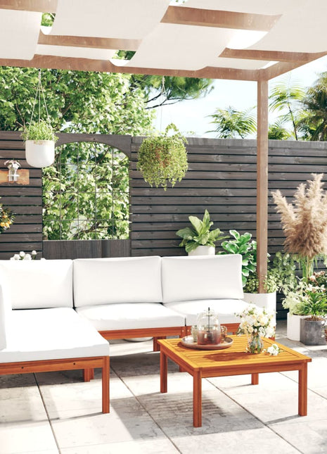 5-Delige Tuinloungeset Met Kussens Crème 63X63 Cm