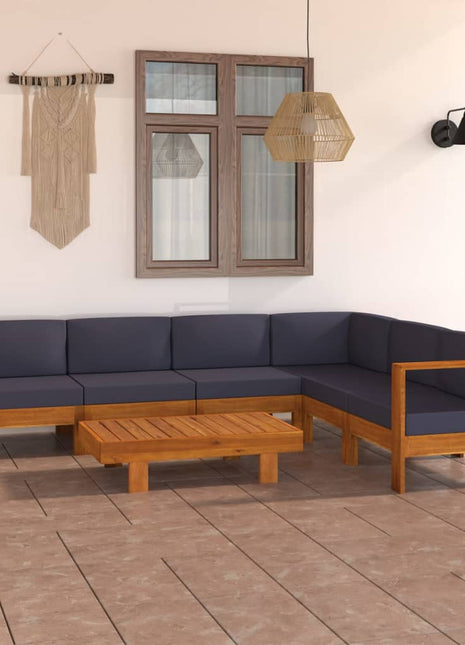 7-Delige Loungeset Met Donkergrijze Kussens Acaciahout