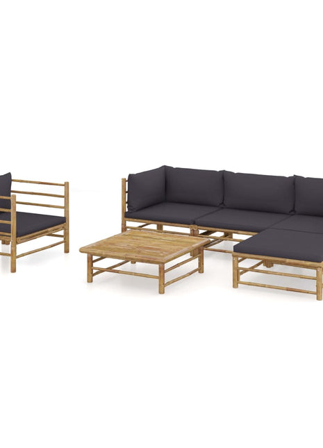 6-Delige Loungeset Met Witte Kussens Bamboe