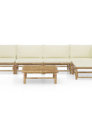6-Delige Loungeset Met Witte Kussens Bamboe