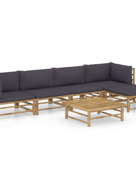6-Delige Loungeset Met Witte Kussens Bamboe