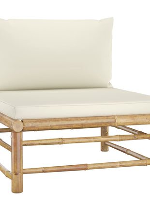 4-Delige Loungeset Met Witte Kussens Bamboe