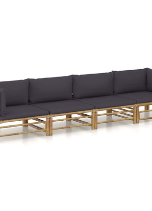4-Delige Loungeset Met Witte Kussens Bamboe