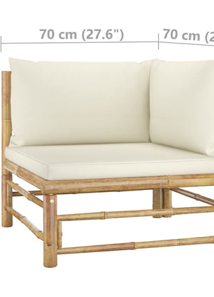 5-Delige Loungeset Met Witte Kussens Bamboe