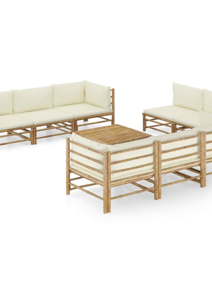 9-Delige Loungeset Met Witte Kussens Bamboe