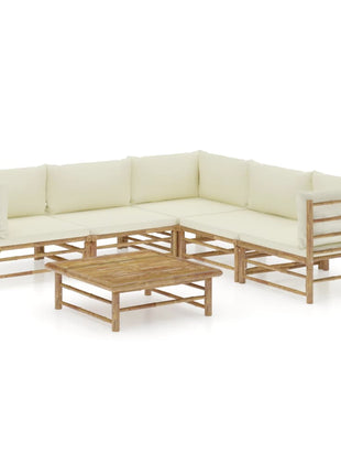6-Delige Loungeset Met Witte Kussens Bamboe