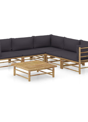 6-Delige Loungeset Met Witte Kussens Bamboe