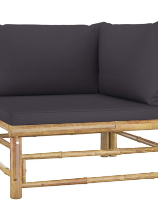 1 Loungeset Met Donkergrijze Kussens Bamboe