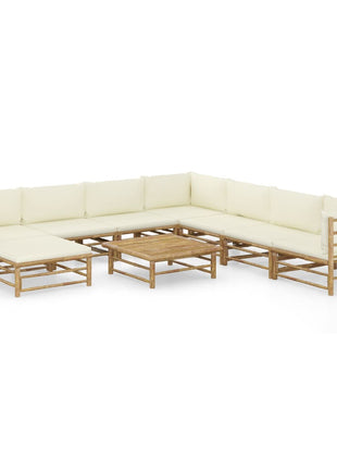 9-Delige Loungeset Met Donkergrijze Kussens Bamboe